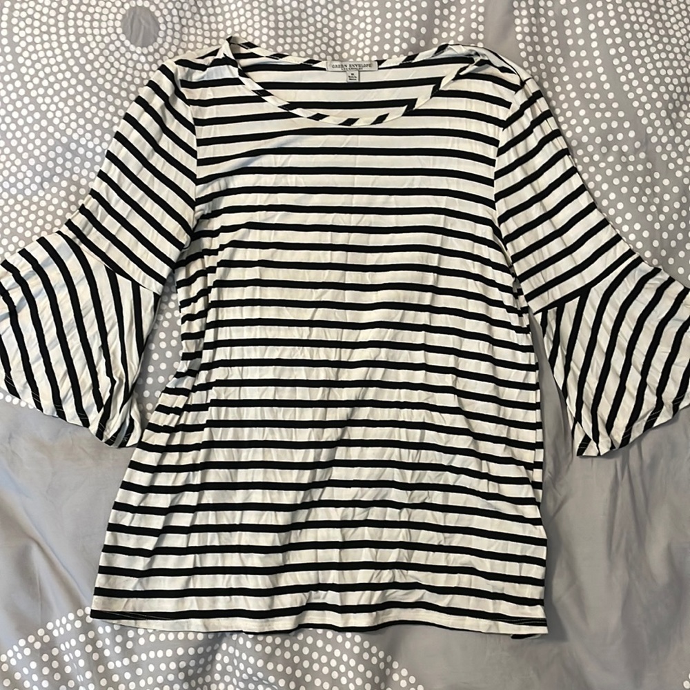 Striped bell sleeve top